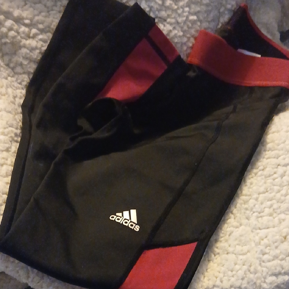 Adidas Black and Red Track Pants S